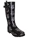 Capelli New York Ladies Woven Owl Print Tall Fleece Lined Rain Boot
