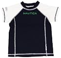 Nautica Infant Boys Print Rash Guard Navy Blue/White Swim Top/T-Shirt 12M 18M 24M