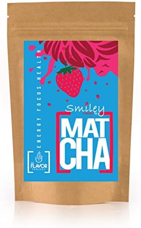 Boutique Crafted Organic Matcha Green Tea Flavor Pack featuring Soursop Strawberry, Raspberry, Blueberry, Vanilla, Coconut, Mango, Banana, Pineapple and Guava. (Strawberry)