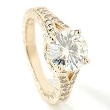 14K Gold 8mm Moissanite & Diamond Ring