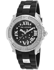 Womens Black Rubber Black Textured Dial Silver-Tone Accents