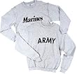 MILITARY GEAR - MARINES - Grey Crewneck Heavyweight Sweatshirt