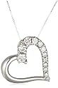 14k Choice of White or Yellow Gold Diamond Journey Half-Heart Pendant (1 cttw, H-I Color, I1-I2 Clarity)