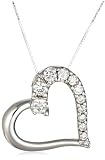 14k Choice of White or Yellow Gold Diamond Journey Half-Heart Pendant (1 cttw, H-I Color, I1-I2 Clarity)