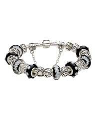 2013 Mothers Day Love Gifts Pandora European Style Black Murano Glass Beads Charm Beaded Complete Silver Plated Bracelets Jewelry Jewellery
