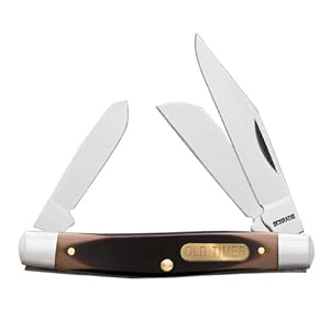 Schrade 34ST Old Timer Stockman Pocket Knife Stag Handle with Sheep Foot and Pen Blades by Schrade