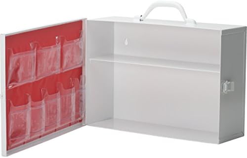Medi-First 2-Shelf Industrial First Aid Kit Empty With Pockets Safety &amp; Signage Wall Mountable Steel Cabinet