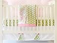 My Baby Sam Pixie Baby 3 Piece Crib Bedding Set, Pink and Green