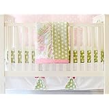 My Baby Sam Pixie Baby 3 Piece Crib Bedding Set, Pink and Green