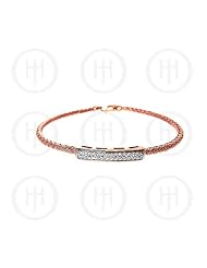 Sterling Silver -CZ Rhodium Plated Tri Colour Bangle - Rose Gold (BR-