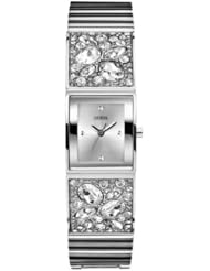 GUESS Womens U0002L1 Bejeweled Bracelet Silver-Tone Watch