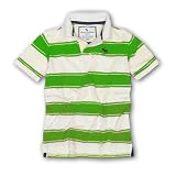 アバクロ【Abercrombie1982 】ボーイズ 鹿の子半袖ポロシャツ【グリーンボーダー M】