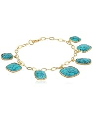 Argento Vivo Gold-Tone Oval Turquoise Bracelet, 7.5"