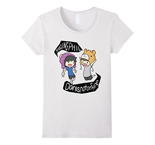 Women's Amazing phil and dan T-shirt Medium White