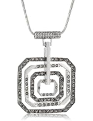 Kenneth Cole New York "Geometric Pave" Pave Square Orbital Pendant Necklace, 23"