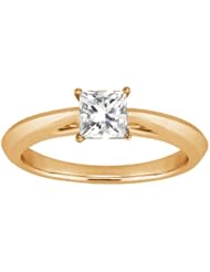 0.60 Ct Princess H/I SI1/SI2 Diamond 18K Yellow Gold Solitaire Ring