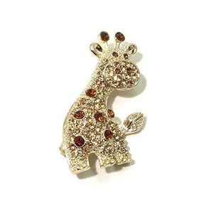 Yellow Austrian Rhinestone Milk Cow Gold Plated Brooch Pin