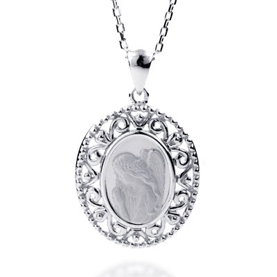 Sterling Silver Guardian Angel Pendant with 18 Chain