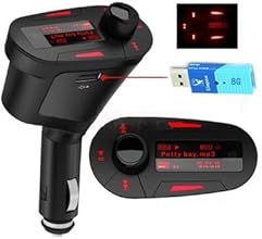 AMZDEAL&reg; Car Kit MP3 Player Wireless FM Transmitter Modulator USB SD MMC Slot Red LCD Display with Remote