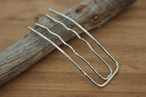 Silver hammered hair comb