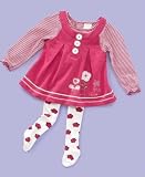 Nannette Baby Girl 3 Piece Jumper Dress and Tights Set