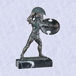 Spartan warrior iron statue greek sculpture marble base