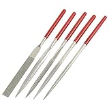 uxcell ダイヤモンドニードルファイル　ダイヤモンド　ラバー　シルバートーン　レッド　119g　５セット入り