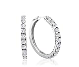10k White Gold Diamond Hoop Earrings (1/2 cttw, I-J Color, I2 Clarity)