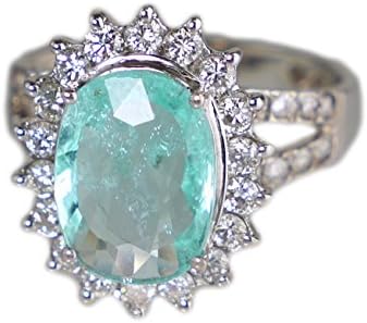 18K White Gold Ring With Paraiba Tourmaline and 34 Diamonds