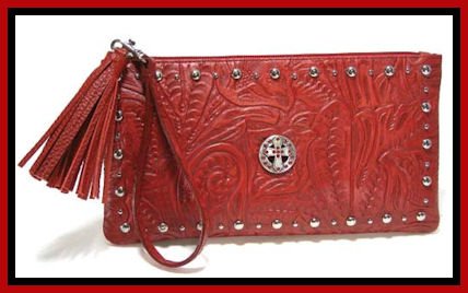 Women's Leather University of Georgia Wristlet Clutch Purse Dawgs