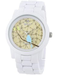 Sprout Womens ST5030TNWT  Diamond Accented Dial and White Corn Resin Bracelet Watch