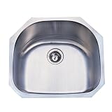 Elements of Design EUD24219BN MANHATTAN Stainless Steel Undermount D shape Kitchen Sink, Brushed Nic
