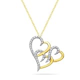 10k Yellow Gold Triple Hearts Diamond Pendant (1/10 cttw, I-J Color, I2-I3 Clarity), 18"