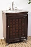 Upperclass Furniture LF48 24'' Sink Chest- Under Mount White Retanglar Ceramic Sink- Arctic White Granite Counter Top