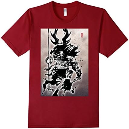 Men's Tadakatsu Honda Japanese Warrior Samurai Graphic T-Shirt Tee Large Cranberry