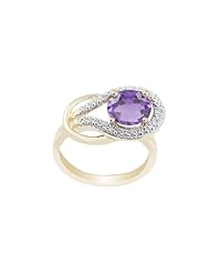 10k Gold Round Amethyst and Diamond Ring (0.03 cttw, I Color, I2 Clarity)