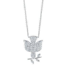 Sterling Silver Peace Dove Pendant Necklace in Cubic Zirconia CZ