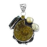 Sterling Silver Ammonite, Citrine, Freshwater & Tahitian Pearls Pendant