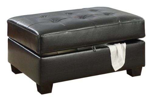 cocktail ottoman in Black Bonded Leather Match