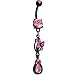 Pink Black Twisted Deco Gem Belly Ring