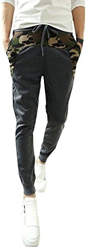 Amyila Men's Harem Punk Harem Hippie Trousers Splice Camouflage Slacks Pants Large Dark Gray