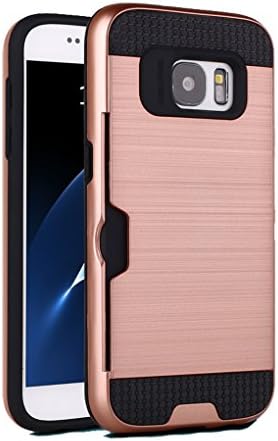 [For Galaxy S7edge ]Arcraft(TM) Brushed Armor Heavy Duty Case/ Card Slot/ Double Layer Shock Absorbing Tough Cover with Bumper