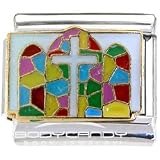 Stained Glass Windows And Cross Italian Charm