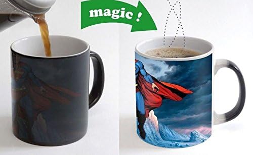 INDIA UNUSUAL Superman Cartoon Color Changing Magic Heat Sensitive Tea Cup Coffee Mug Gift