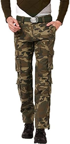 YANJ Men's Woodland Military Cargo Camo Pants-green-38