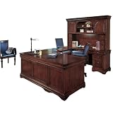 Chocolate Patina Finish Right U Desk with Hutch Chocolate Patina