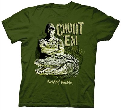 Swamp People Choot ‘Em Troy and Gator Mens Tee ()