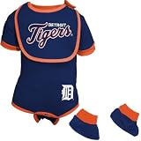 Detroit Tigers Navy Blue Newborn Baseball Bib & Booties Set (3-6 Months) 41UDlfpvKrL. SL160 Baby Booties, Socks & Hats: Baby Leather Baseball Booties Reviews