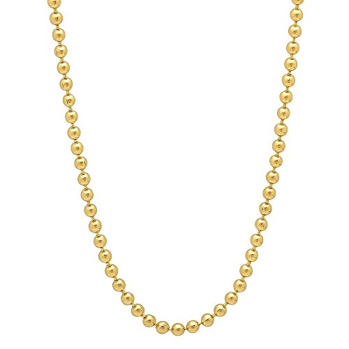 2mm 14k Gold Plated Ball Chain Necklace, 24