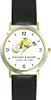 Humpty Dumpty (Chick & Egg) No.2 - from Mother Goose by Artist: Sylvia Long - WATCHBUDDY&reg; DELUXE TWO-TONE THEME WATCH - Arabic Numbers - Black Leather Strap-Size-Large ( Men's Size or Jumbo Women's Size )